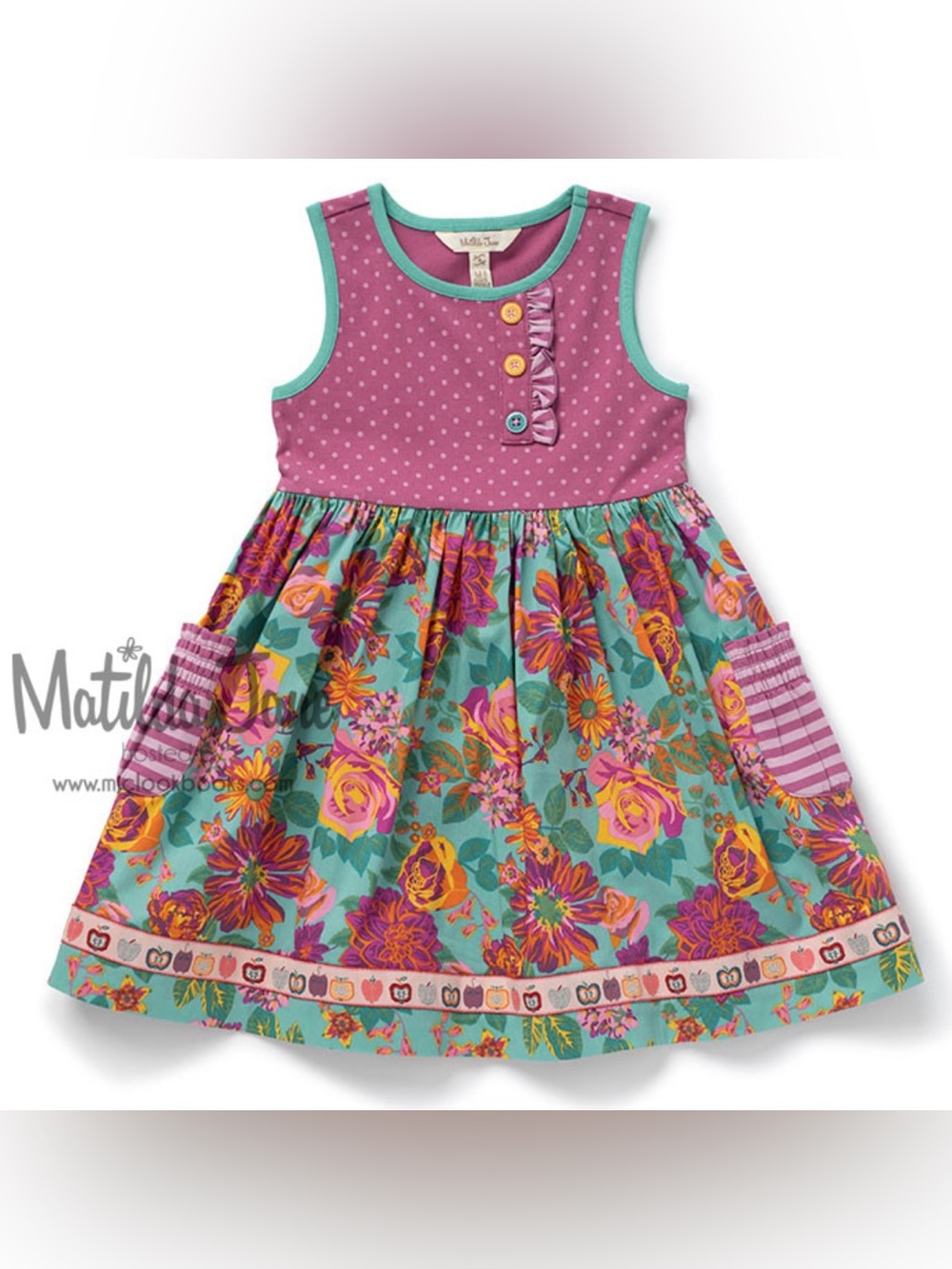 Matilda Jane Moments With You Picture Day Stripe Polka Dot Floral Pockets Dress